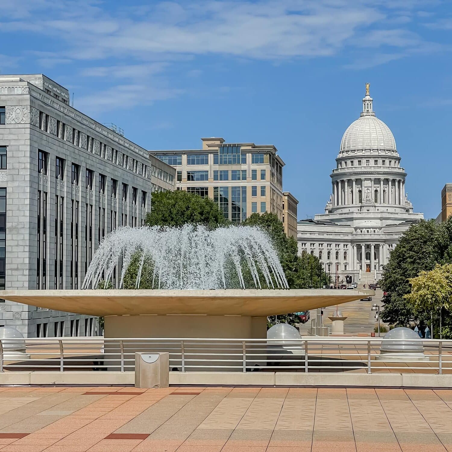 Madison WI daytime skyline featuring State Capitol - MadCity Home Loans Mortgage Lender Madison WI daytime skyline featuring State Capitol - MadCity Home Loans Mortgage Lender
